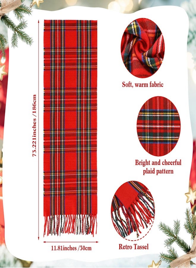 Glitopper 2 Pcs Christmas Santa Hat and Scarf Set Red Black Buffalo Plaid Scarf Santa Hat with Poms for Women Gifts Winter(Red and Green Checkered) - Image 2